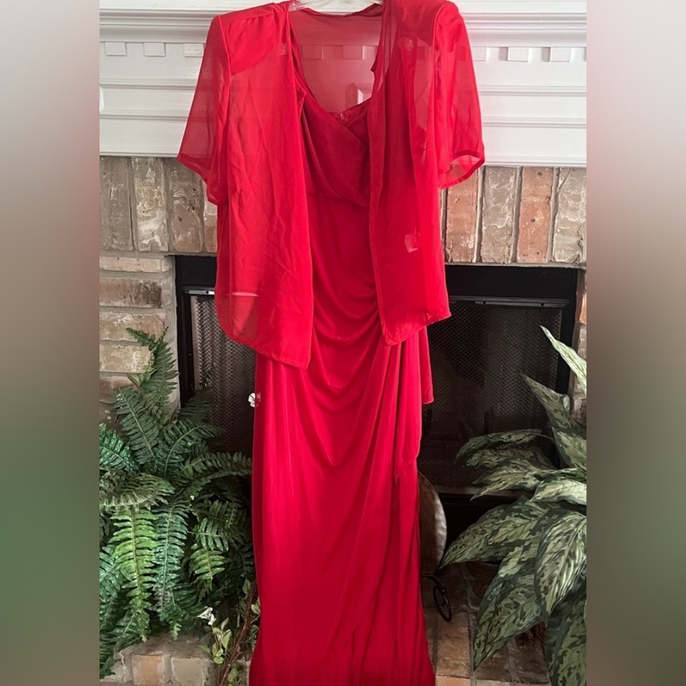 Elegant Juliet Red Evening Dress with Jacket - Size 2X
